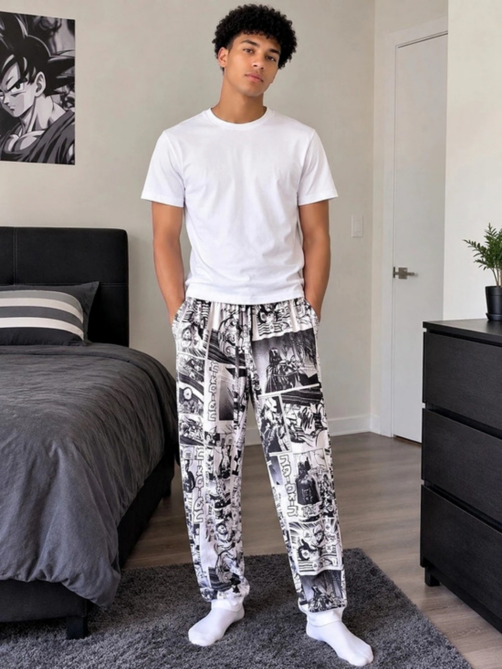NWT Star Wars Black & White Panel Pajama Pants Small